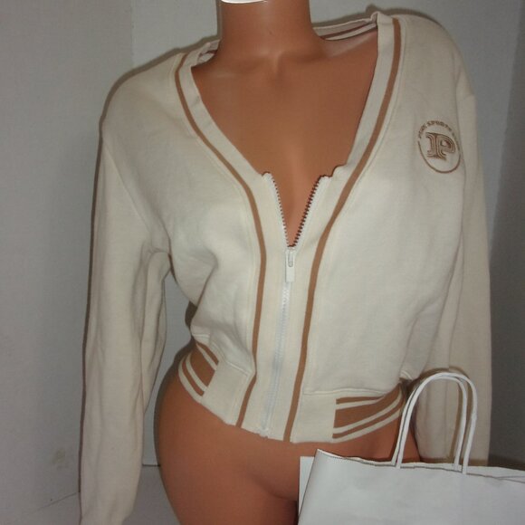 PINK Victoria's Secret Crop Sports Club Varsity Zip Jacket - Picture 1 of 3